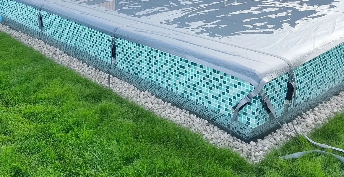 Покрывало для бассейна под снегом — защита зимой в Кисловодске